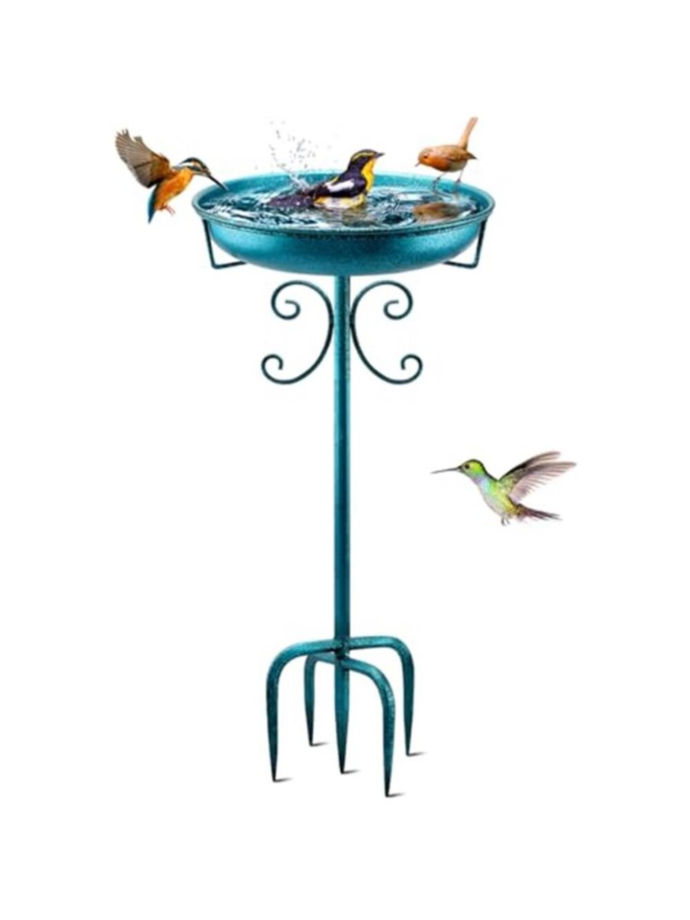New 35In Metal Bird Bath for Outside, Vintage Freestanding Birdbaths